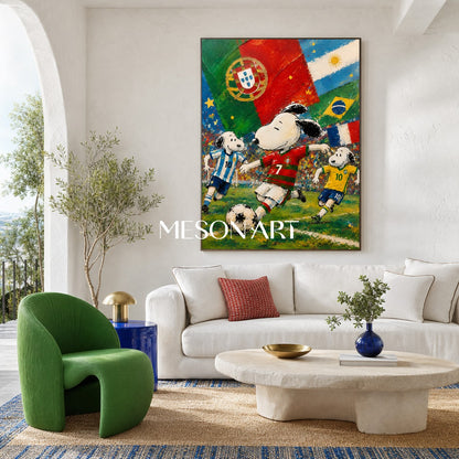 Snoopy World Cup Soccer Painting Vibrant Graffiti Style Art For Kids Room