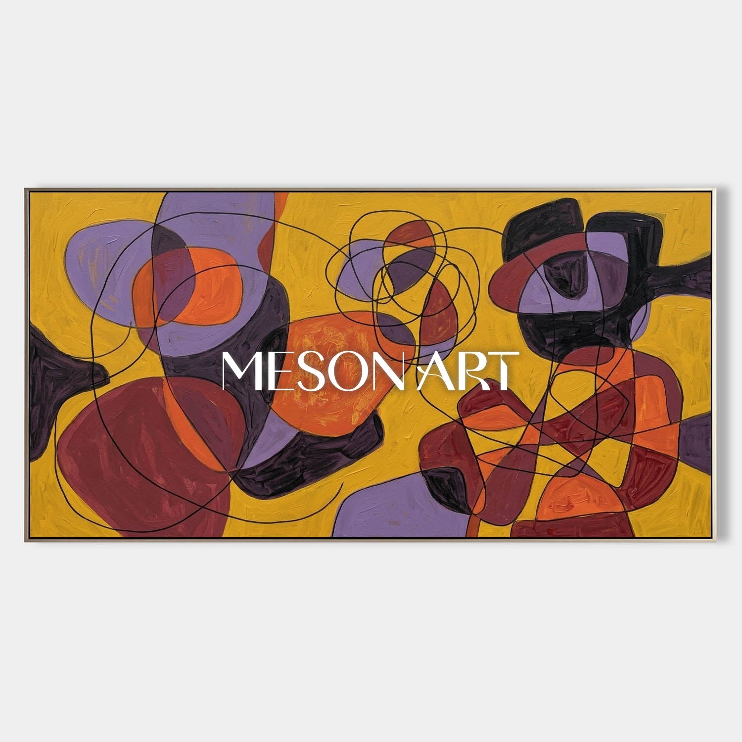 Contemporary Abstract Painting With Bold Yellow And Orange Colors For Modern Home Decor