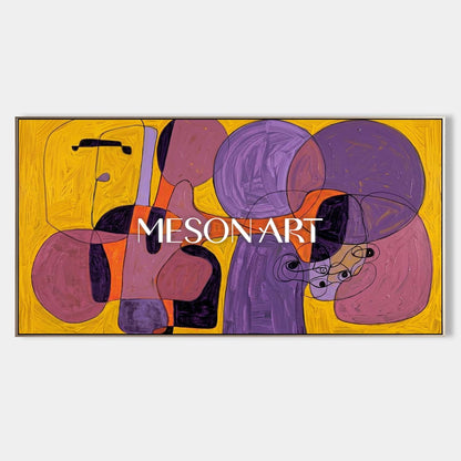 Contemporary Abstract Art With Purple And Yellow Tones For Modern Home Decor