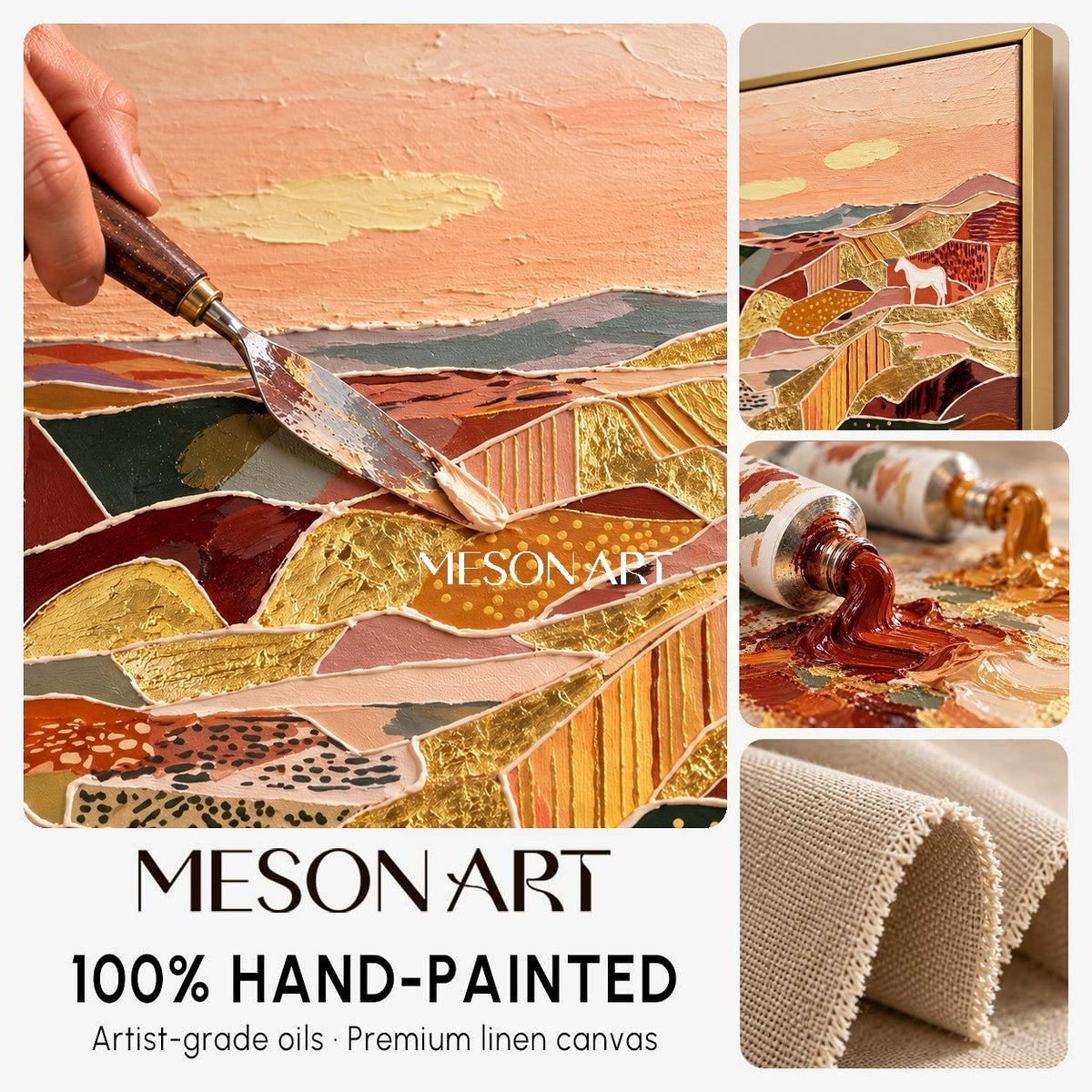 Earthy Terracotta Abstract Art Panoramic Decor Special Gift Contemporary Primitive Style By Mesonart