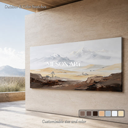 Beige And White Neutral Art Large Wall Paintings For Panoramic Mountain Landscape Original Artist By Mesonart