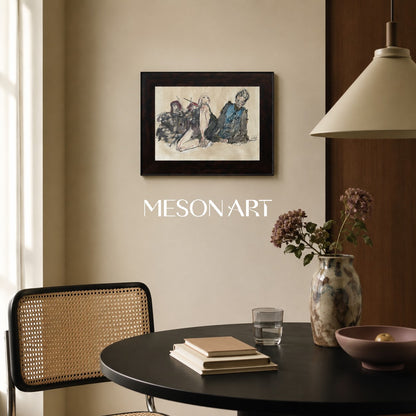 Beige And Black Contemporary Figurative Rectangular Wall Art Original Artist Hand Painted By Mesonart