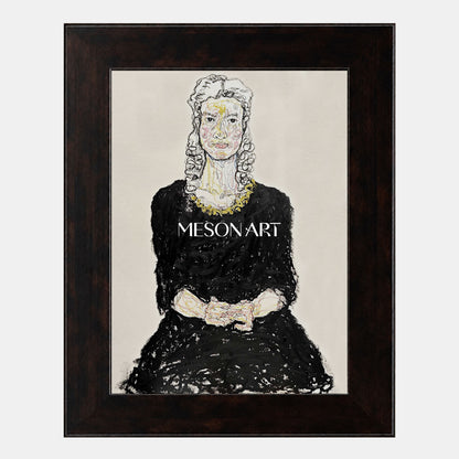 Abstract Modern Portrait Painting Black And Gold Art For Entryway