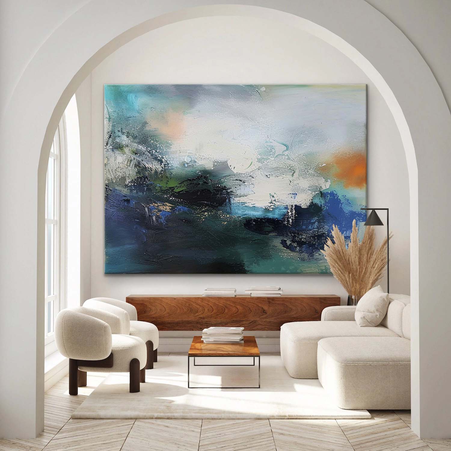 Large Blue Abstract Art Decor Blue Abstract Texture Painting Blue Abstract Canvas Wall Painting
