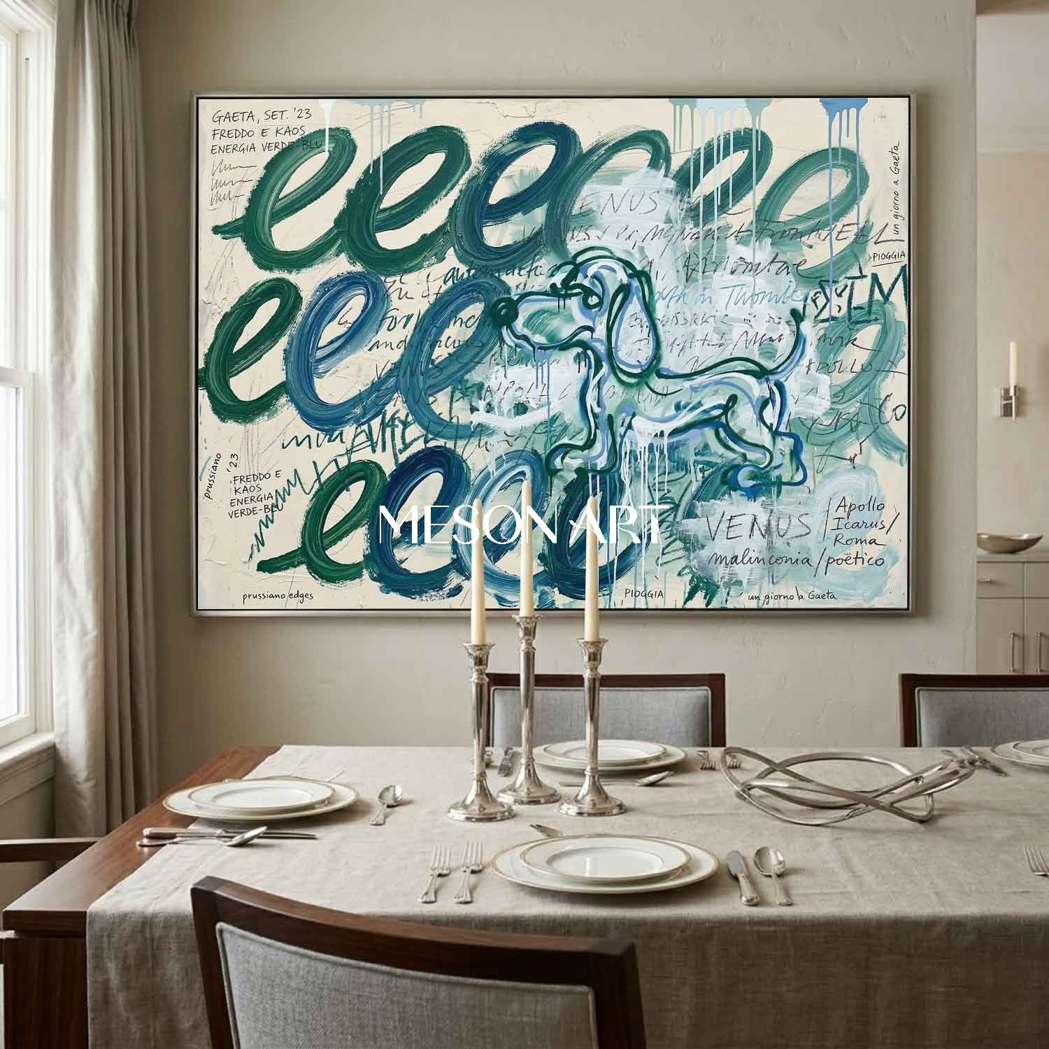 Neo-Expressionism Dachshund Oil Painting Urban Art Above Couch Artwork