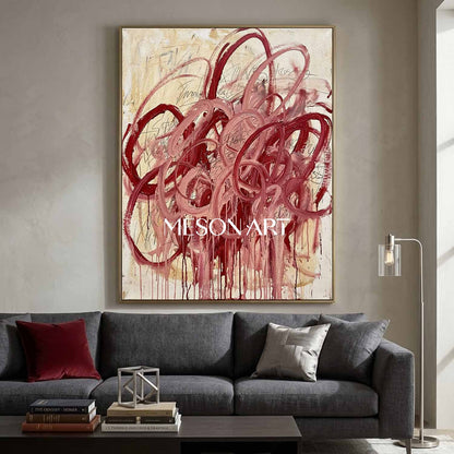 Original Crimson Bacchus Style Painting Large Abstract Expressionist Art