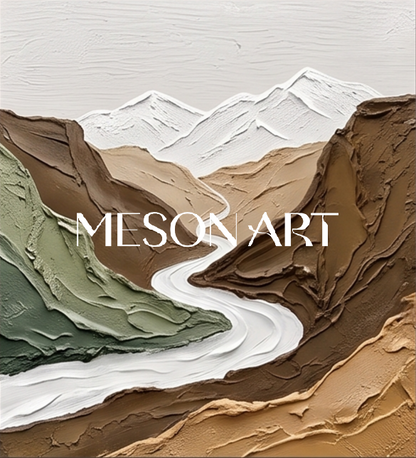 Green And Brown Landscape Painting Rectangular Impasto Textured Contemporary Art Original Artist By Mesonart
