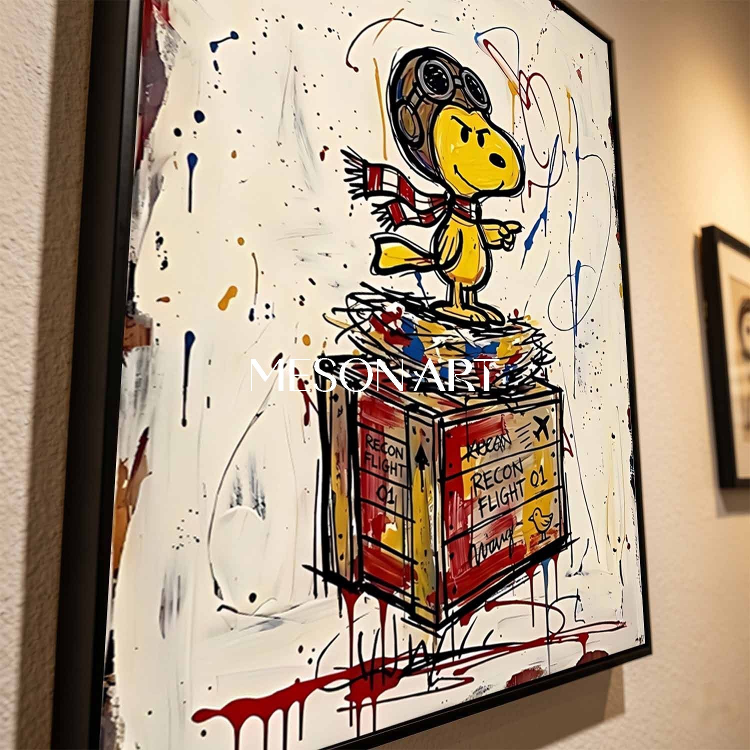 Snoopy Graffiti Art Print Abstract Pop Culture Painting For Living Room Decor