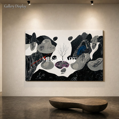Large Abstract Wall Art With Palette Knife Texture For Modern Living Room Decor