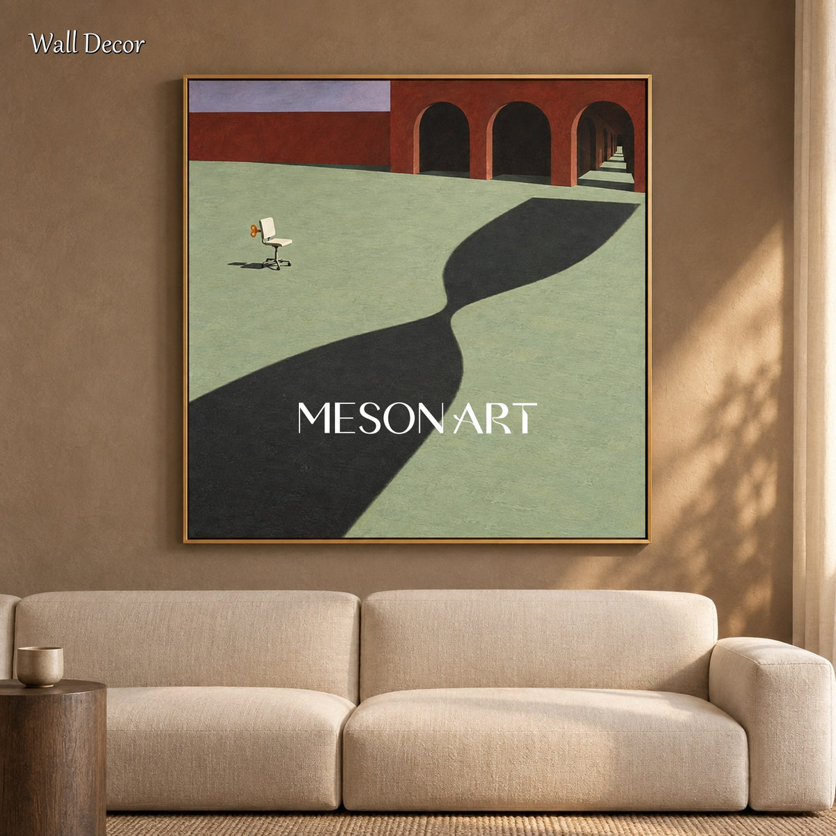 Green And Black Surrealist Abstract Painting Square Wall Art For Living Room By Mesonart