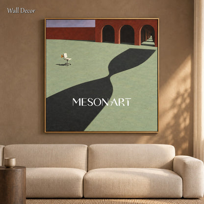 Green And Black Surrealist Abstract Painting Square Wall Art For Living Room By Mesonart