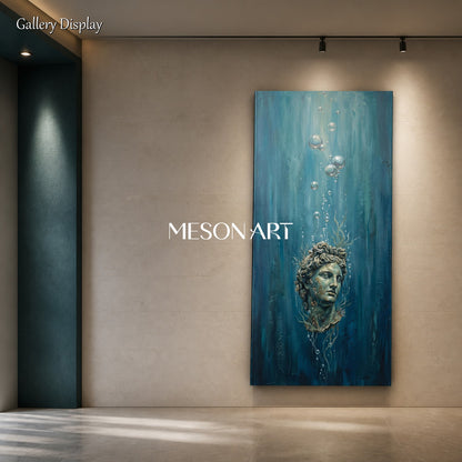 Blue And Gold Surreal Historical Art Reinterpretation Panoramic Conceptual Painting By Mesonart