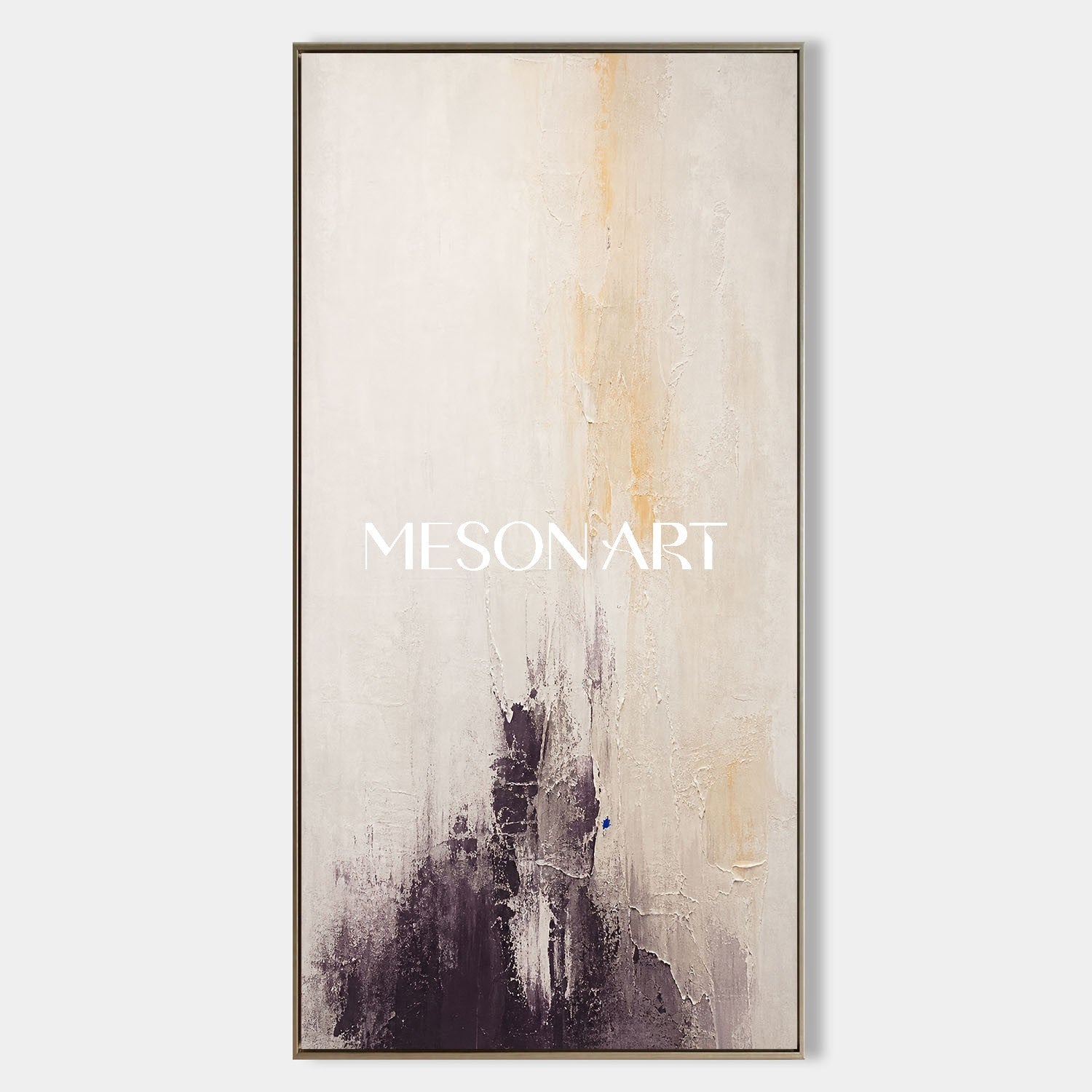 Abstract Beige And Black Minimalist Painting For Narrow Hallway Entryway Wall Art
