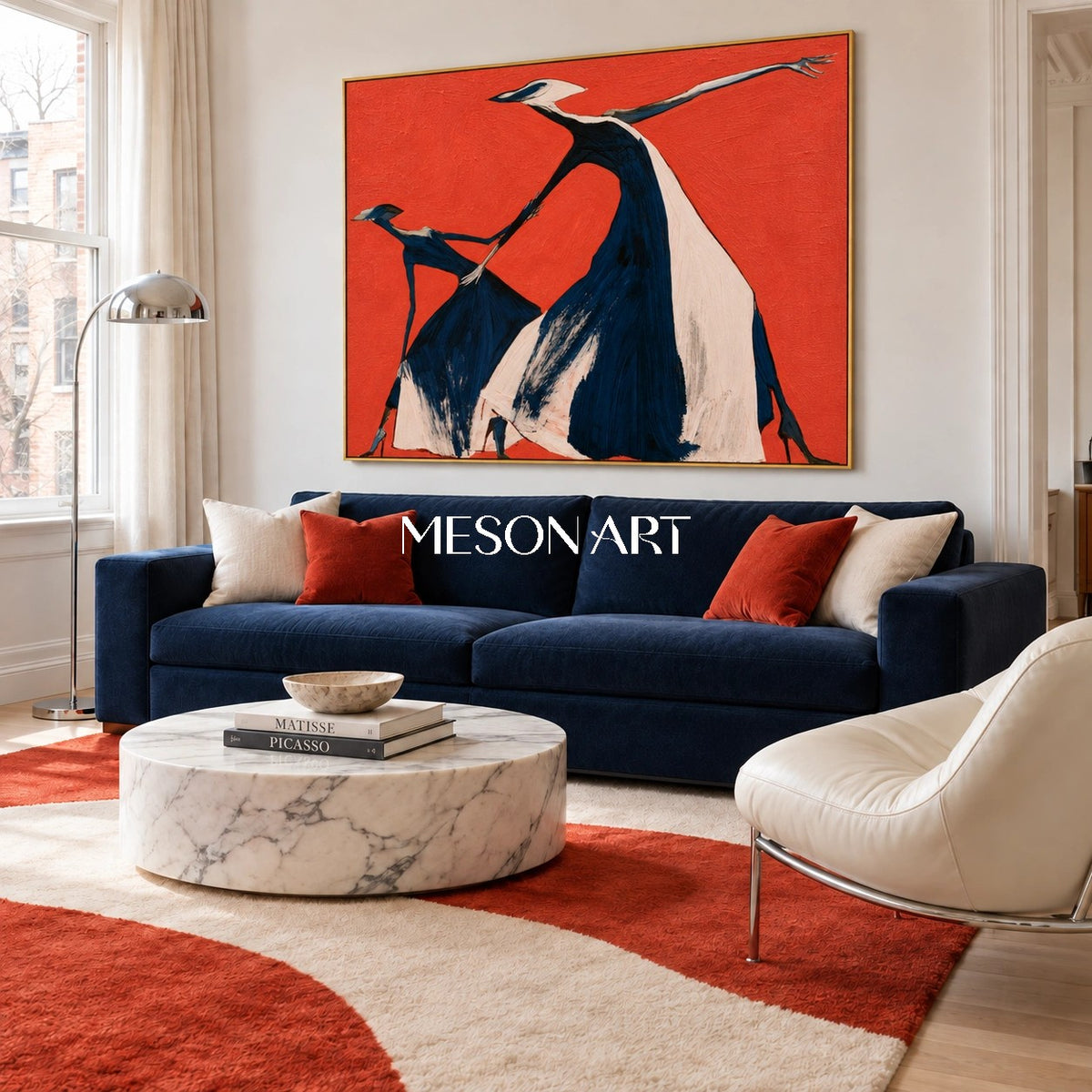 Red And Black Expressionist Figurative Modern Art Rectangular Wall Decor For Living Room By Mesonart