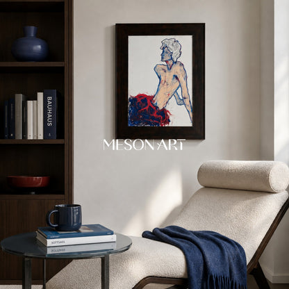 White And Red Contemporary Figurative Painting Original Artist Hand Painted Rectangular Wall Art Collectible Fine Luxury Art By Mesonart