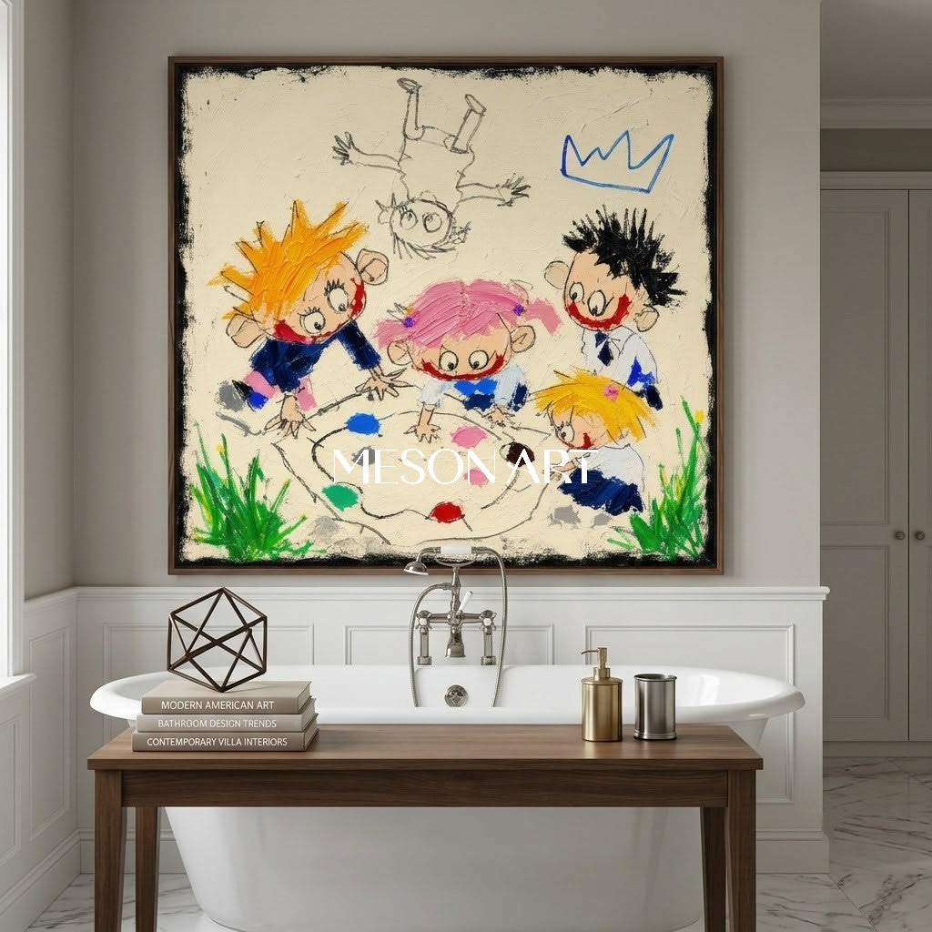 Whimsical Naive Art For Kids Room With Playful Graffiti Style And Vibrant Colors