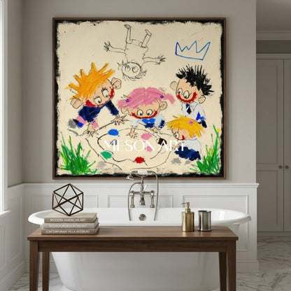 Whimsical Naive Art For Kids Room With Playful Graffiti Style And Vibrant Colors