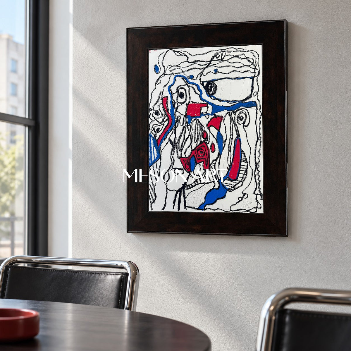 Red And Blue Abstract Expressionist Painting Original Artwork By Mesonart
