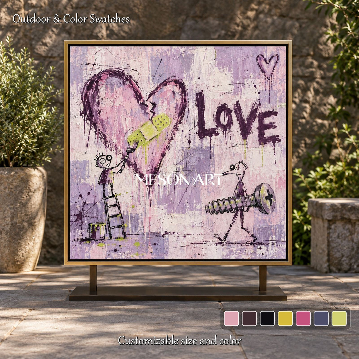 Purple And Pink Abstract Painting Original Artist Street Art Square Wall Decor By Mesonart