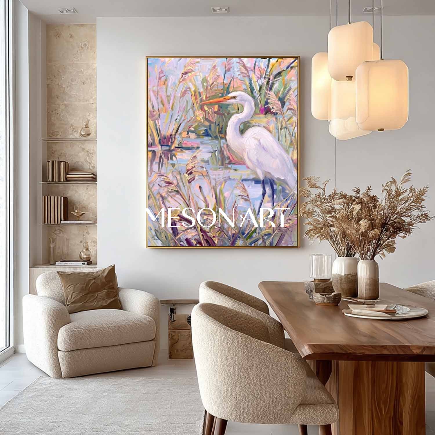 Art Deco Style Bird Painting With Vibrant Colors For Entryway