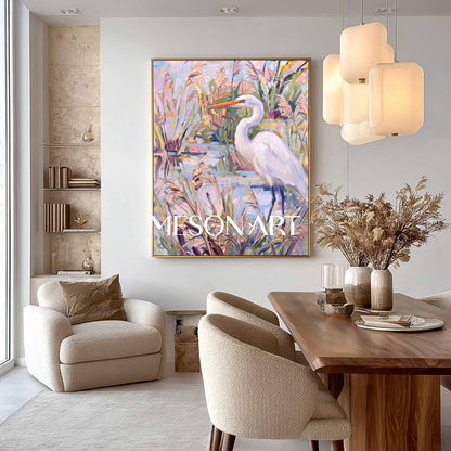 Art Deco Style Bird Painting With Vibrant Colors For Entryway