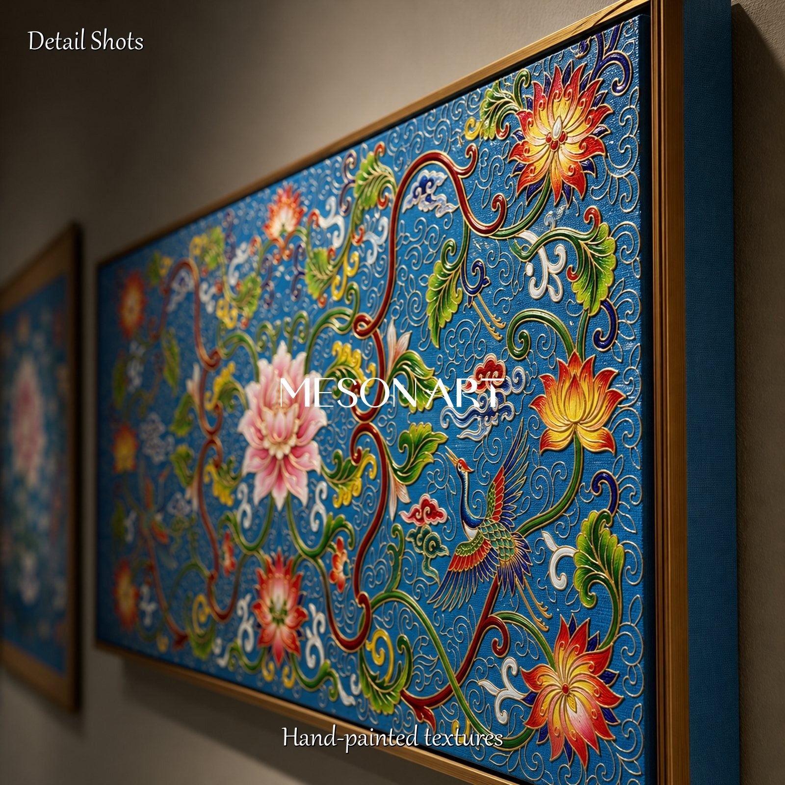 Blue And Green Islamic Arabesque Art Original Artist Panoramic Wall Decor By Mesonart