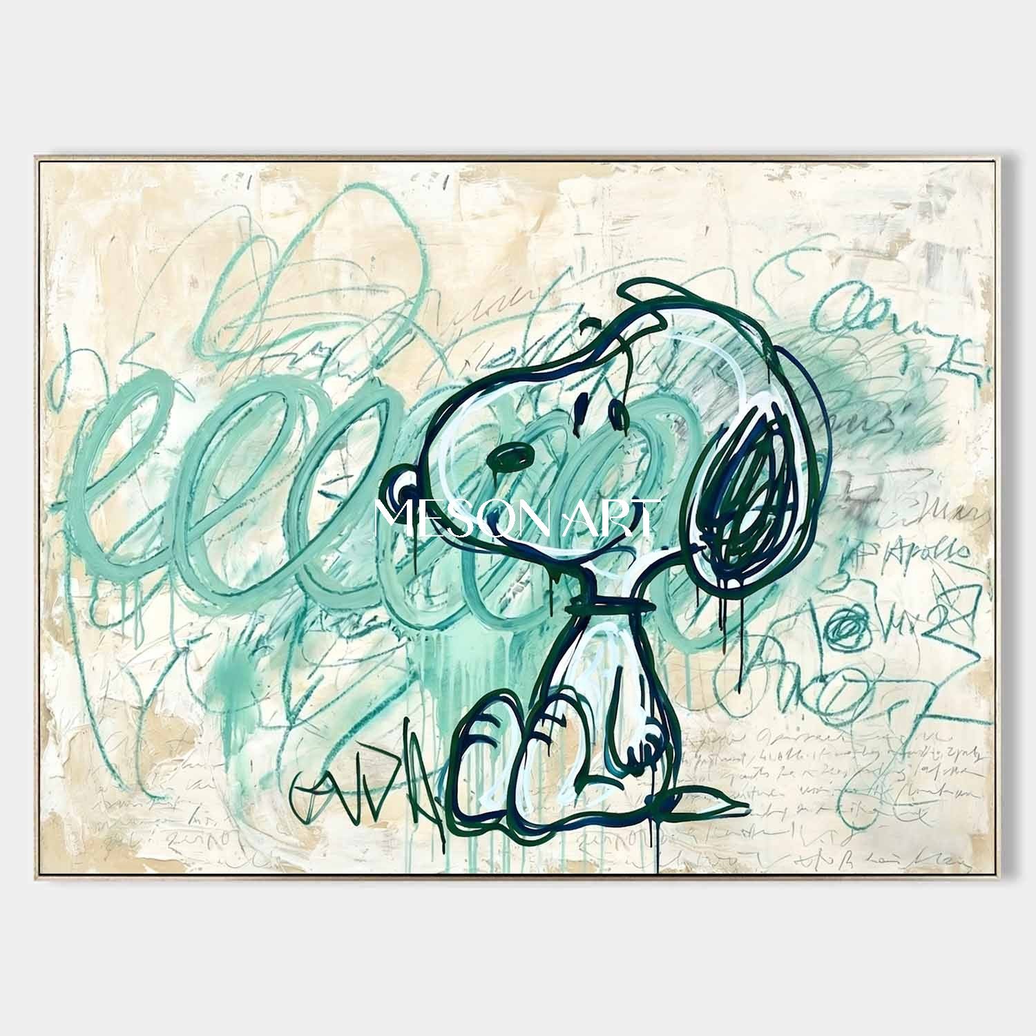 Large Original Snoopy Canvas Wall Art Basquiat Style for Luxury Office