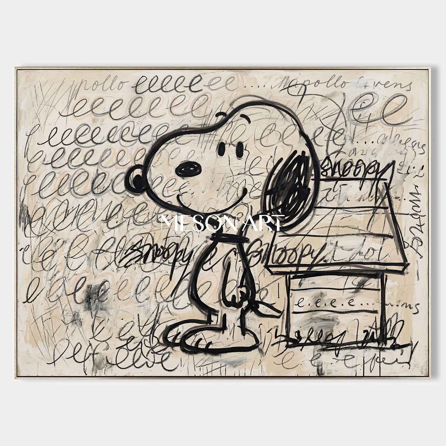Snoopy Doghouse Oil Painting Hand Painted Pop Art Bedroom Wall Canvas