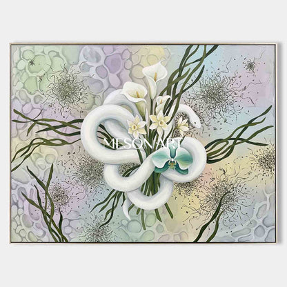 Surrealist Textured Botanical Wall Art for Modern Luxury Living Room