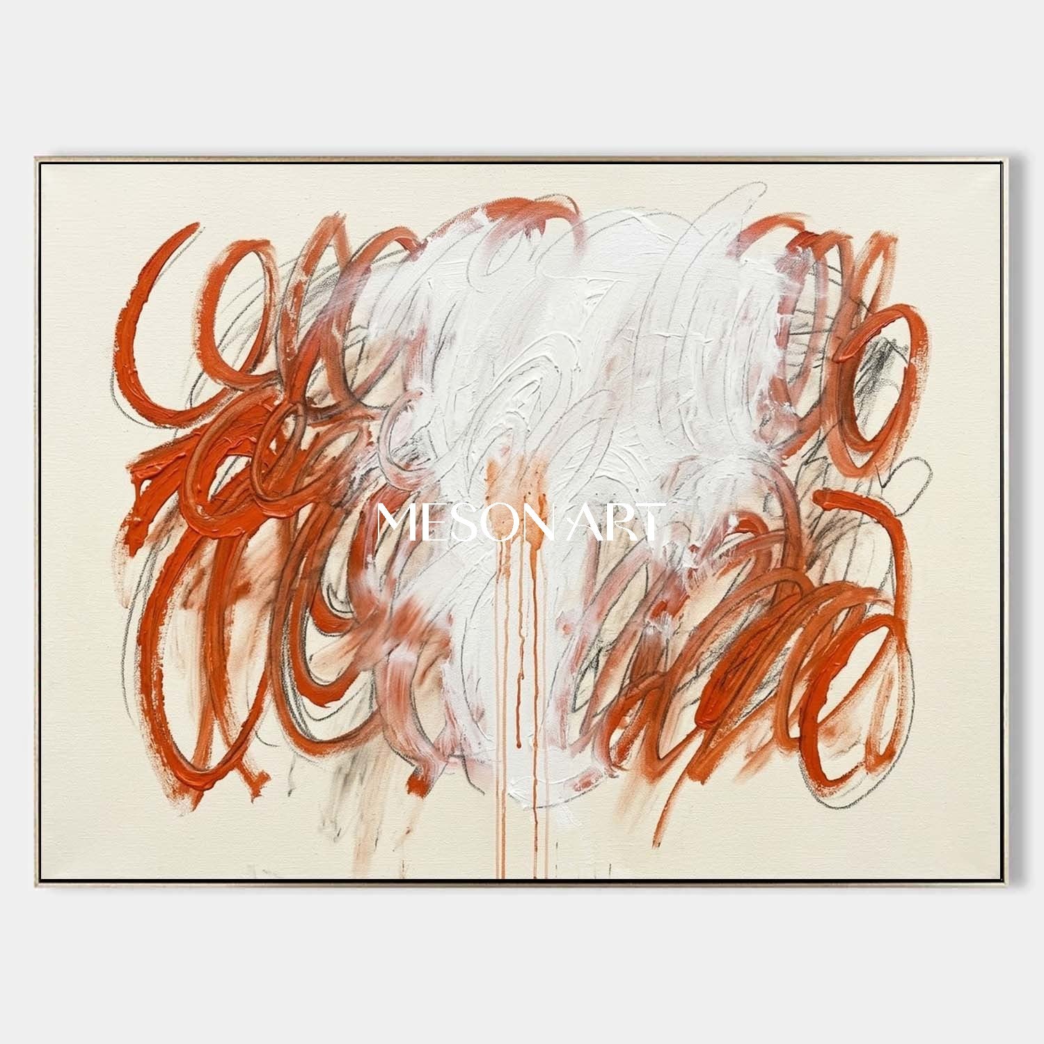 Custom Rust Orange Palette Knife Abstract Art One of a Kind Above Sofa