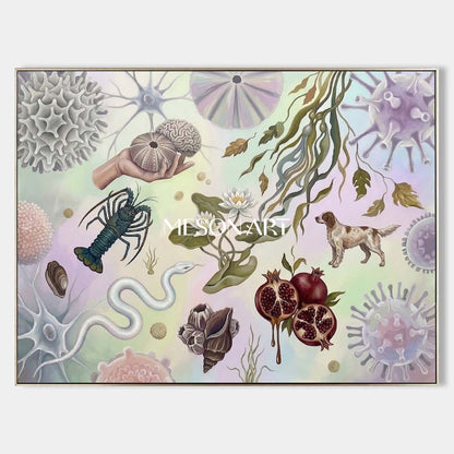 Whimsical Nature Large Surrealist Textured Canvas Wall Art for Office