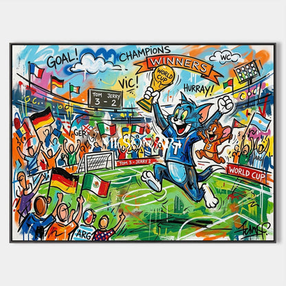 Tom And Jerry World Cup Graffiti Art For Living Room And Kids Room