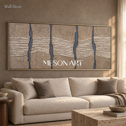 Brown And Gray Textured Painting Panoramic Large Abstract Wall Art For Living Room Original Artist By Mesonart
