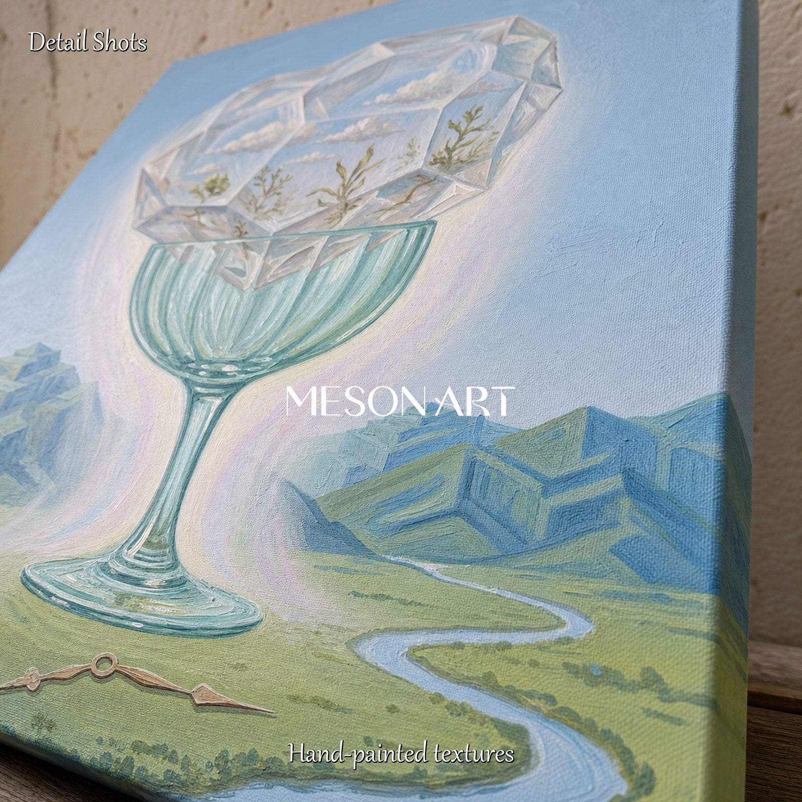 Surrealist Crystal Vessel Painting For Contemporary Home Decor And Executive Office Wall Art