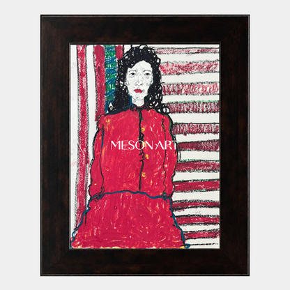 Red And Black Figurative Symbolic Portrait Rectangular Wall Art Original Contemporary Artwork By Mesonart