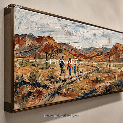 Brown And Blue Contemporary Landscape Mountain Painting Textured Art For Living Room By Mesonart
