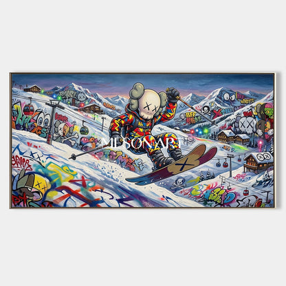Graffiti Ski Art Painting For Modern Living Room With Pop Culture Icons