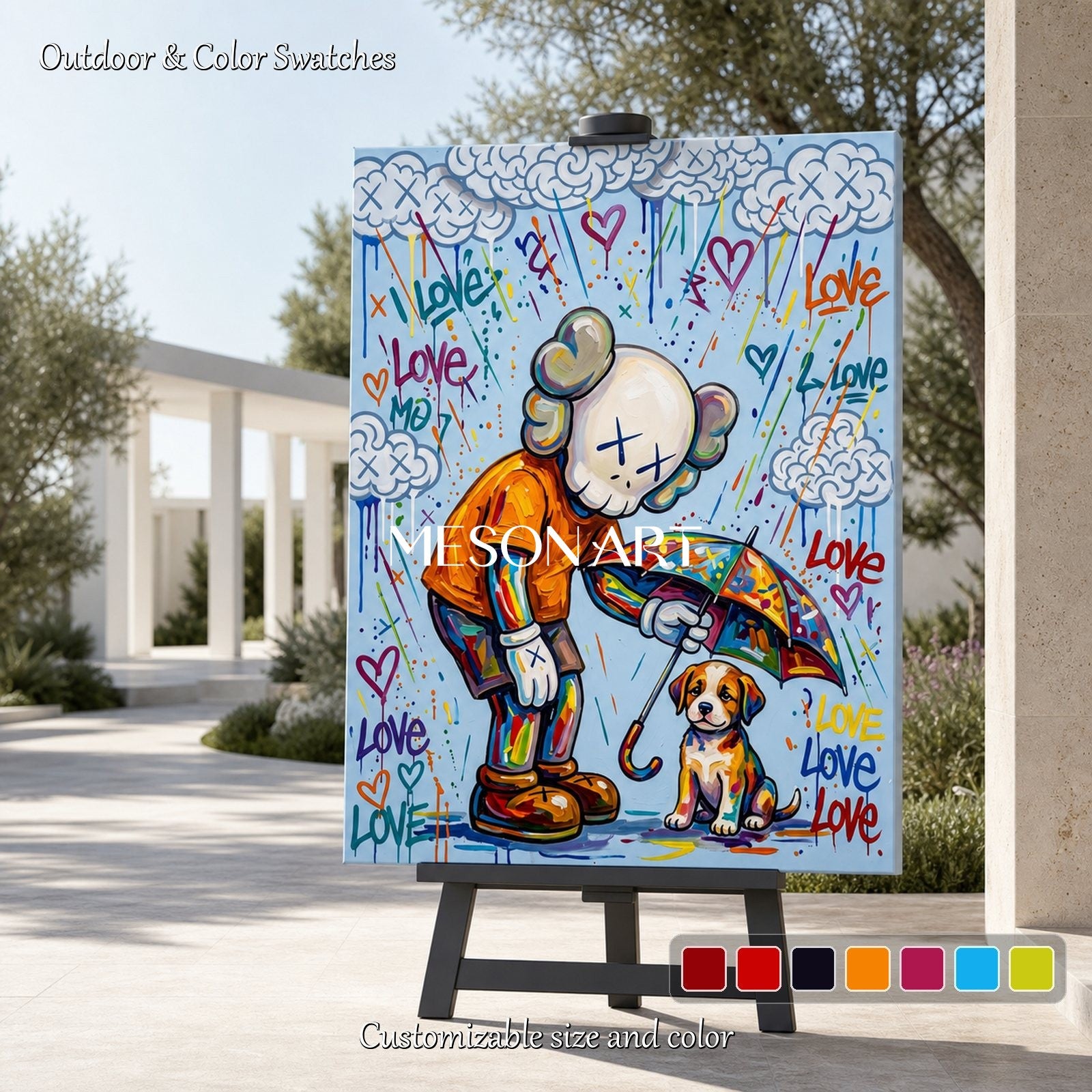 Vibrant Graffiti Art Painting With Love Theme For Modern Living Rooms And Kids Spaces
