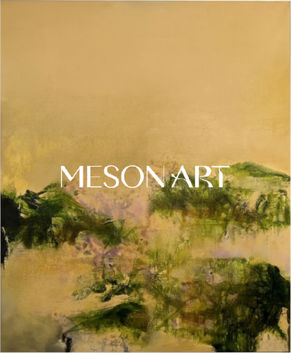 Gold And Green Abstract Expressionist Painting Rectangular Wall Art Original Artist By Mesonart