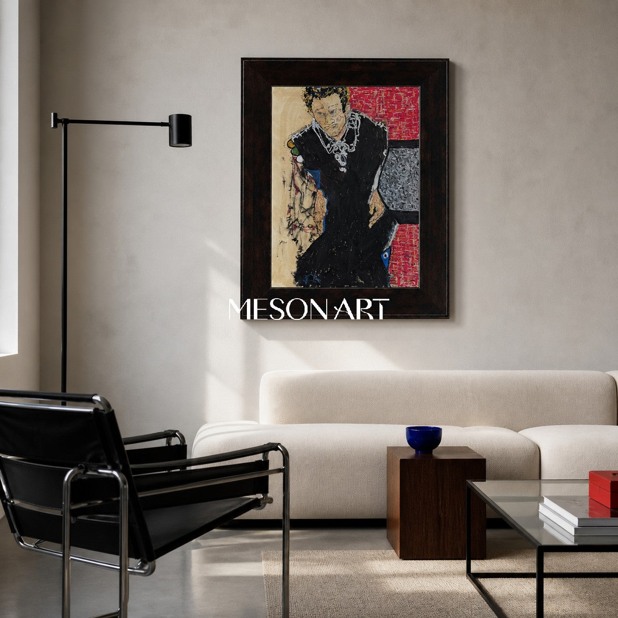 Black And Red Contemporary Painting Original Artist Statement Artwork Rectangular Wall Decor For Living Room By Mesonart