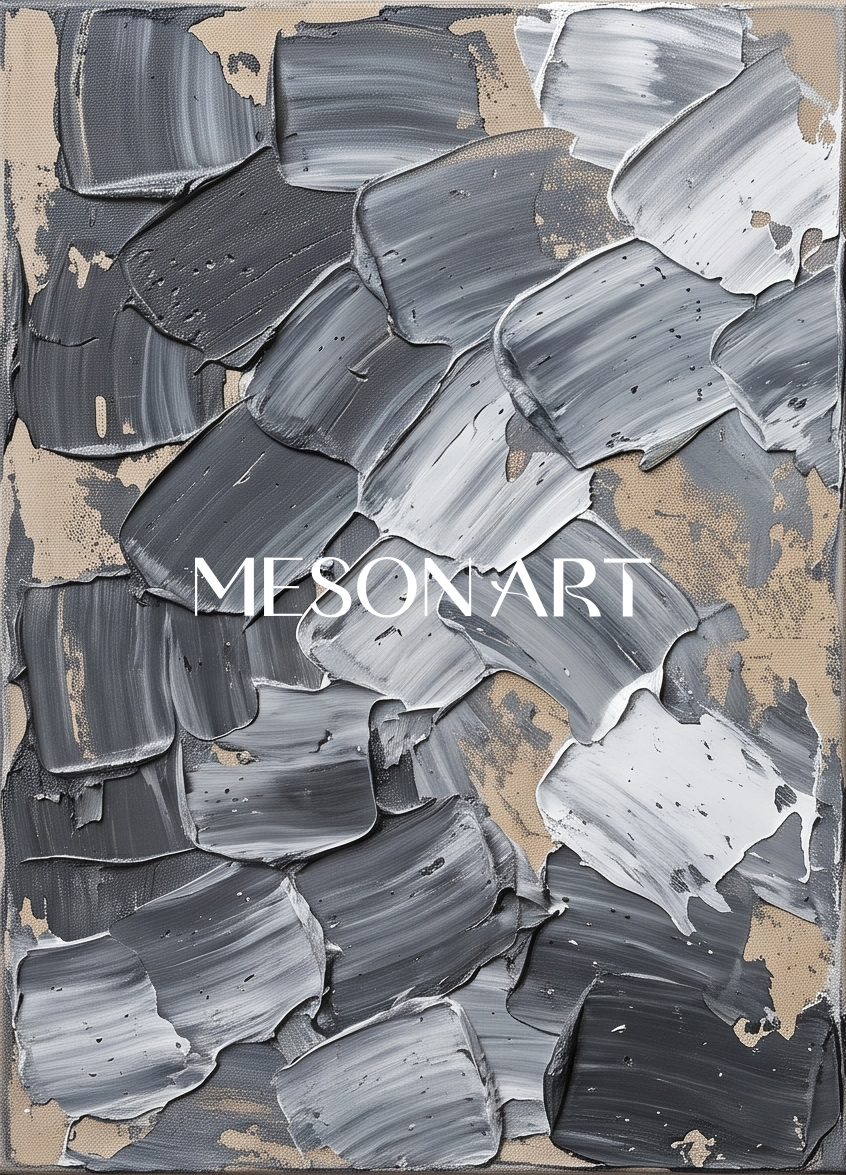 Handmade Textured Abstract Triptych Painting In Brown And Gray For Modern Living Room Decor