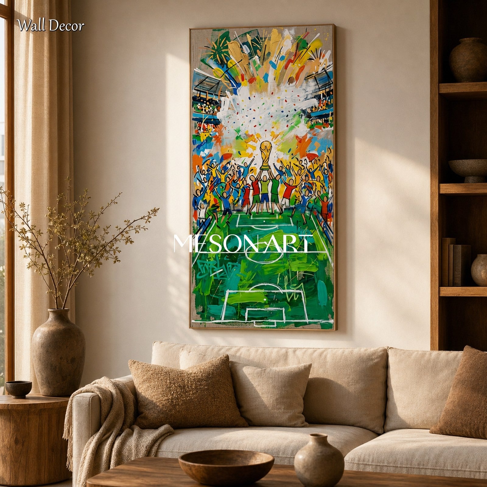 World Cup Graffiti Art For Living Room Gold Framed Sports Painting