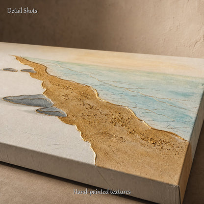 Large Gold Beige Ocean Wave Textured Painting For Modern Living Room Decor