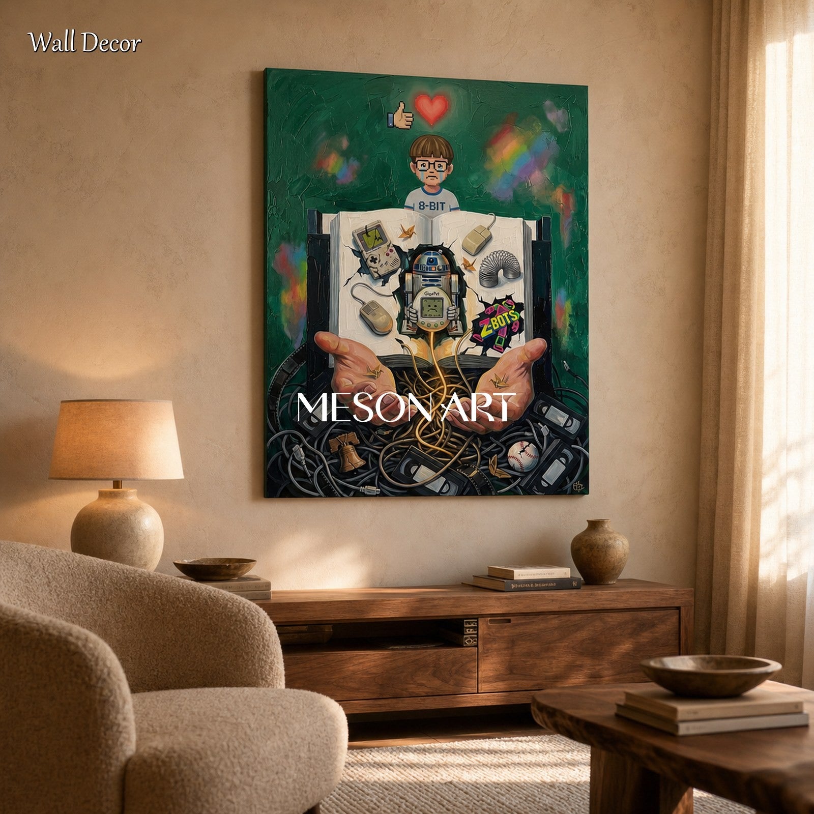 Green And Black Contemporary Surrealism Art Dreamscape Rectangular Wall Decor For Living Room By Mesonart