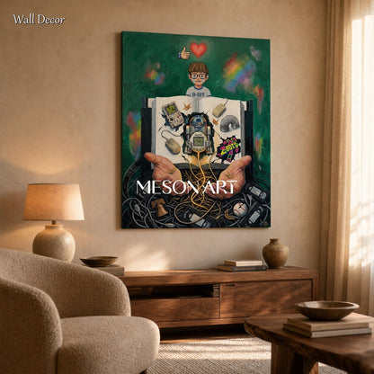 Green And Black Contemporary Surrealism Art Dreamscape Rectangular Wall Decor For Living Room By Mesonart