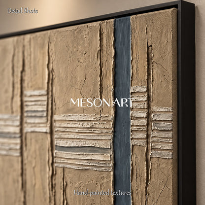 Brown Abstract Art Rectangular Painting Original Artist Hand Painted Textured Wall Decor For Living Room By Mesonart