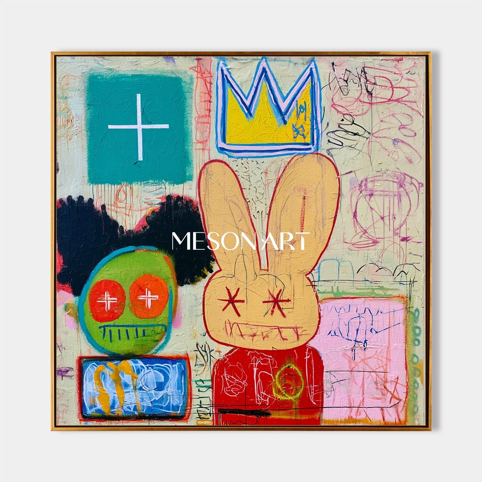 Mesonartによる、リビングルーム用の赤と黄色の抽象的なグラフィティ風