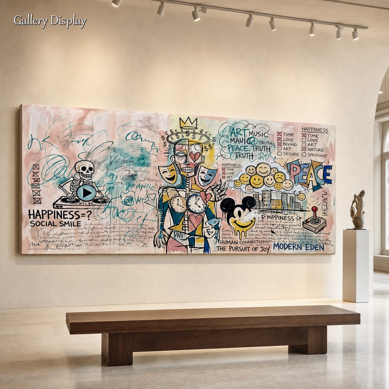 Large Pop Art Painting For Modern Living Room With Abstract Graffiti Style