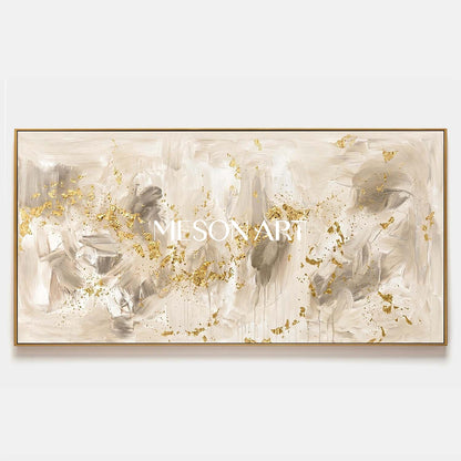 Luxury Gold Leaf Abstract Painting On Linen Canvas For Modern Living Room And Entryway Decor