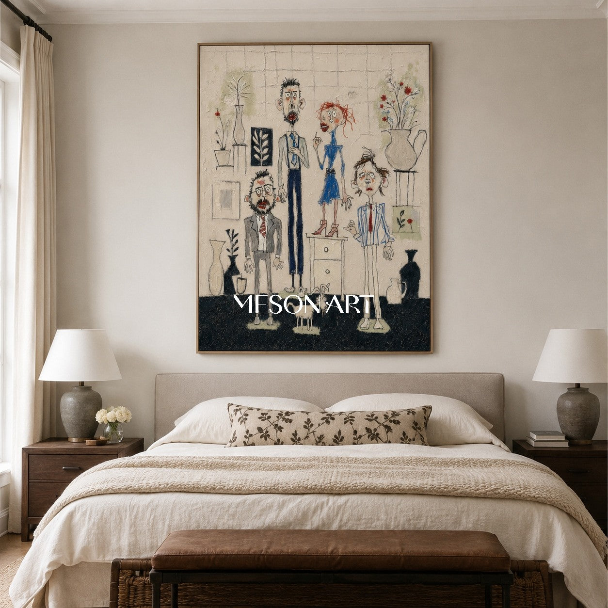 Original Expressionist Figurative Art With Textured Canvas For Modern Living Room Decor